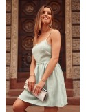 Striped dress tied at the back, mint PR3202 - Online store - Boutique